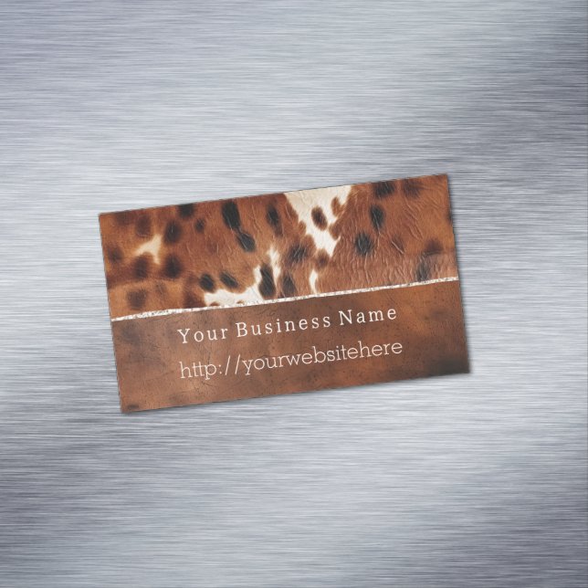 Brown Black Southwest Cowhide Magnetic Business Card (In Situ)