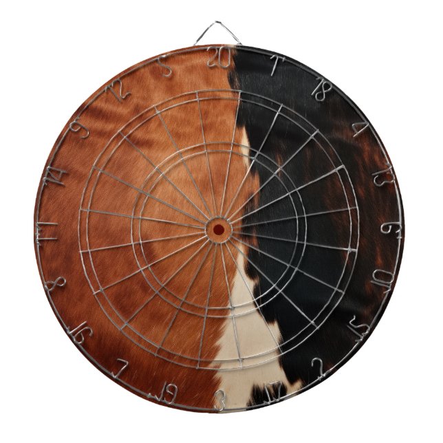 Brown Black Southwest Faux Cowhide Dartboard (Front)
