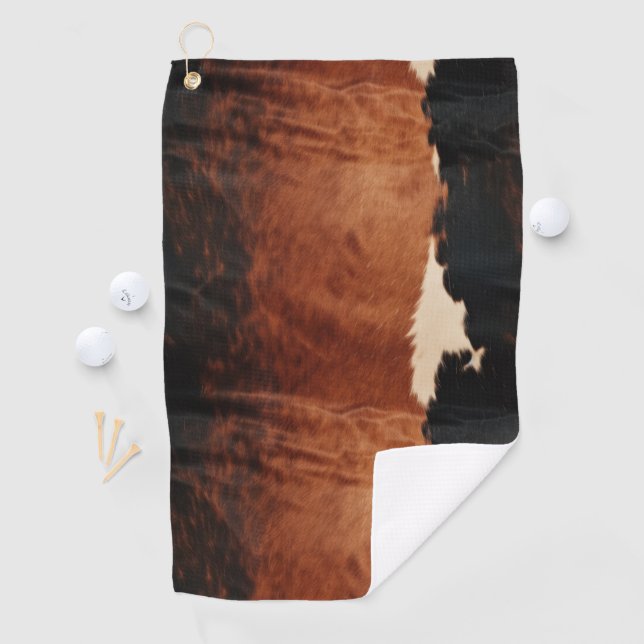 Brown Black Southwest Faux Cowhide Golf Towel (InSitu)