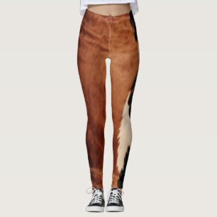 Brown Black Southwest Faux Cowhide Leggings