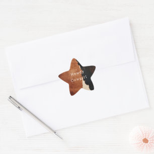 Brown Black Southwest Faux Cowhide Star Sticker