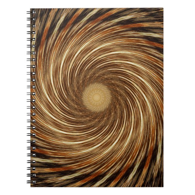 Brown Black Spiral Wave Kaleidoscope Art Spiral Notebook (Front)