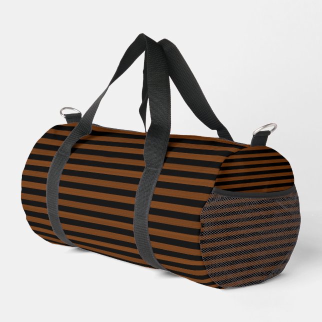 Brown Black Stripes Seamless Pattern Small Duffle Bag (Right Corner)