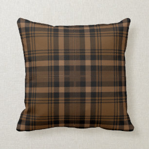 Brown Black Tartan Plaid Rustic Pattern Cushion