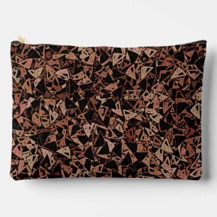 Brown Black Triangle Pattern Large Accessory Pouch