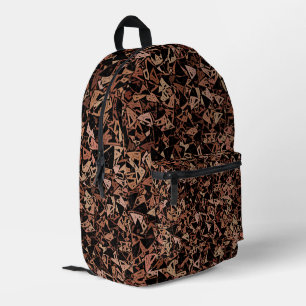 Brown Black Triangle Pattern Printed Backpack