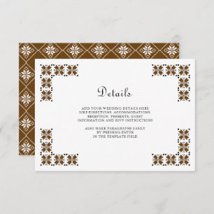 Brown Black Ukrainian Embroidery Wedding Details Enclosure Card