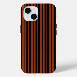 Brown Black Vertical Stripes Pattern Design iPhone 15 Case