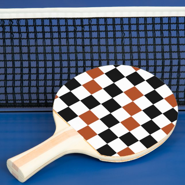 Brown Black White Chequered Pattern Design  Ping Pong Paddle (Insitu)