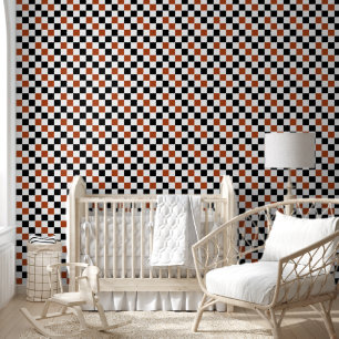 Brown Black White Chequered Pattern Design  Wallpaper