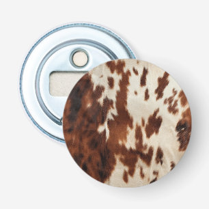 Brown Black White Cowhide Bottle Opener