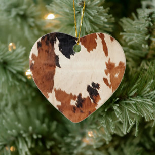 Brown Black White Cowhide Ceramic Tree Decoration