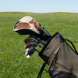 Brown Black White Cowhide Golf Head Cover