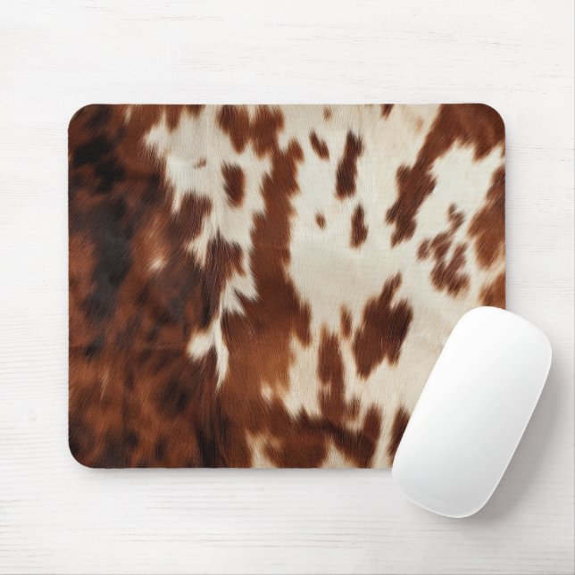 Brown Black White Cowhide Mouse Pad (With Mouse)