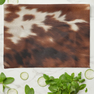 Brown Black White Cowhide Tea Towel