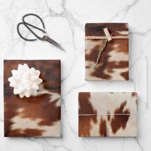 Brown Black White Cowhide Wrapping Paper Sheet