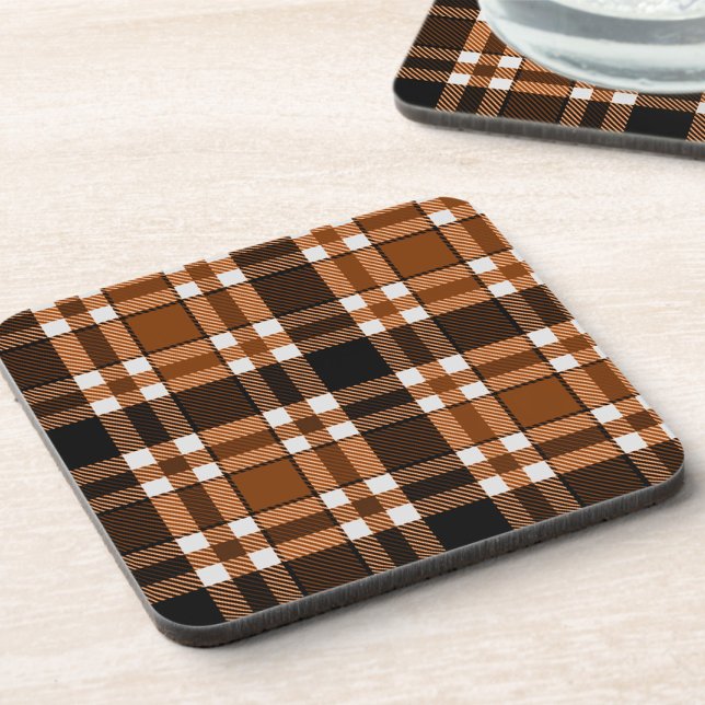 Brown Black White Flannel Tartan Pattern Design  Coaster (Creator Uploaded)