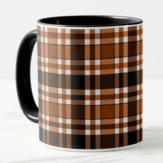 Brown Black White Flannel Tartan Pattern Design  Mug (Creator Uploaded)