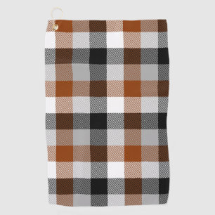 Brown Black White Twill Gingham Design  Golf Towel