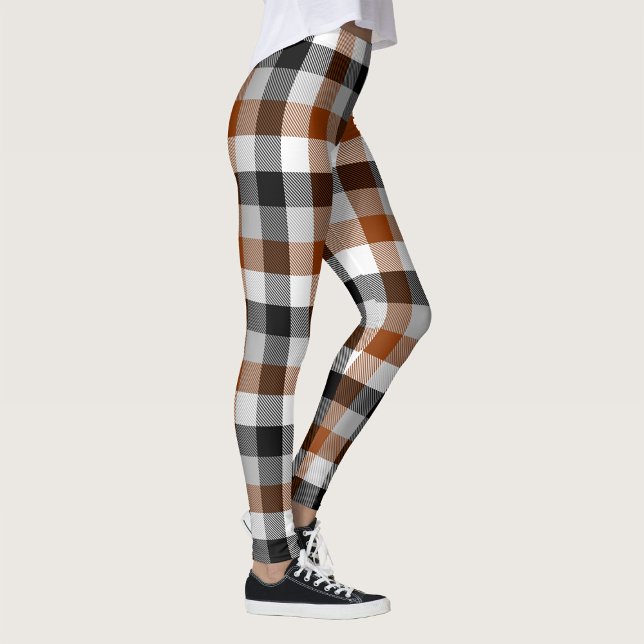 Brown Black White Twill Gingham Design  Leggings (Creator Uploaded)