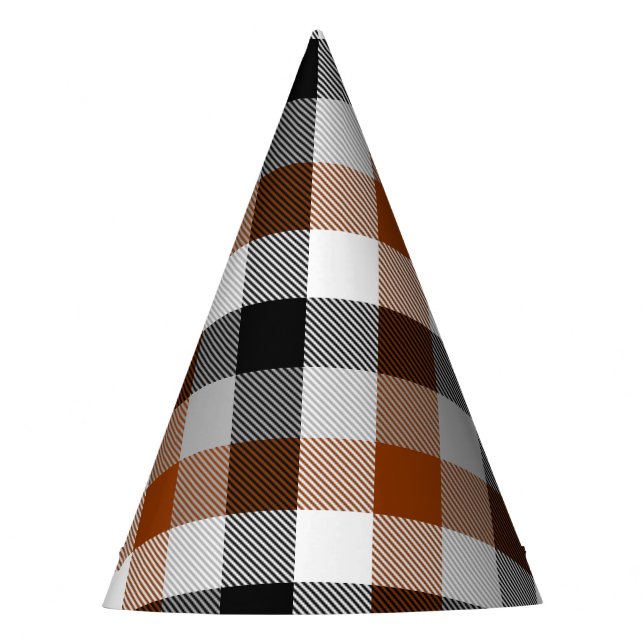 Brown Black White Twill Gingham Design  Party Hat (Front)