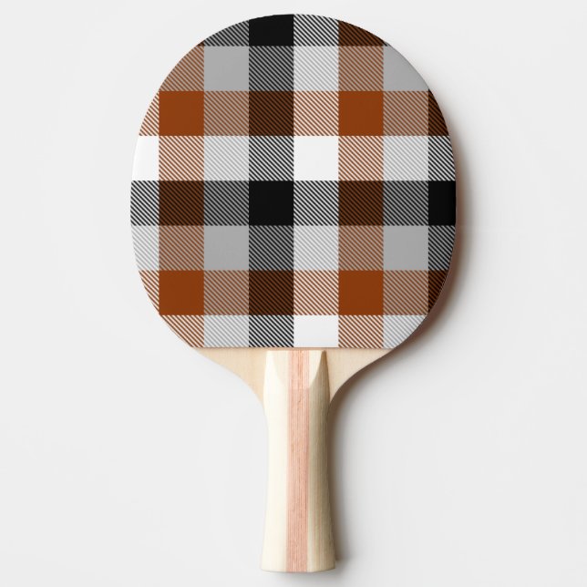 Brown Black White Twill Gingham Design  Ping Pong Paddle (Front)