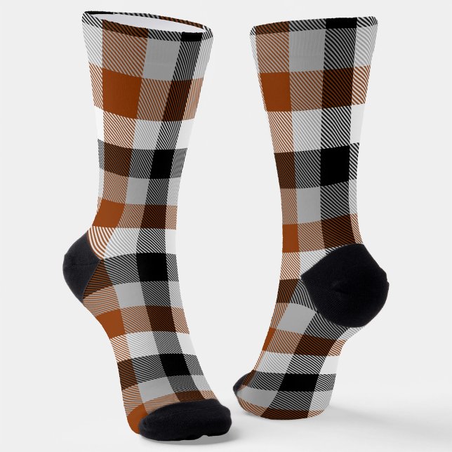Brown Black White Twill Gingham Design  Socks (Creator Uploaded)