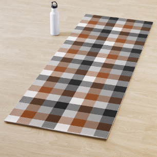 Brown Black White Twill Gingham Design Yoga Mat