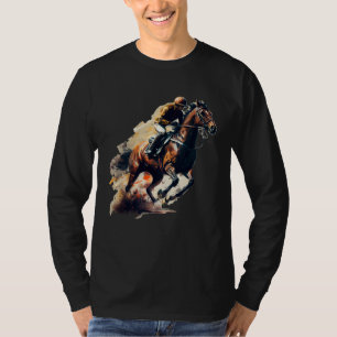 Brown Blaze  Horse and Jockey Racing T-Shirt