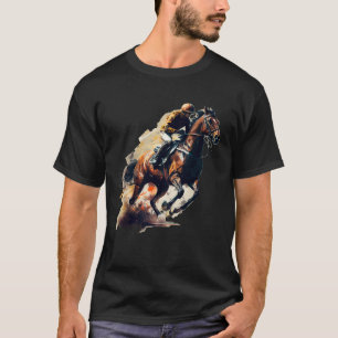Brown Blaze  Horse and Jockey Racing T-Shirt