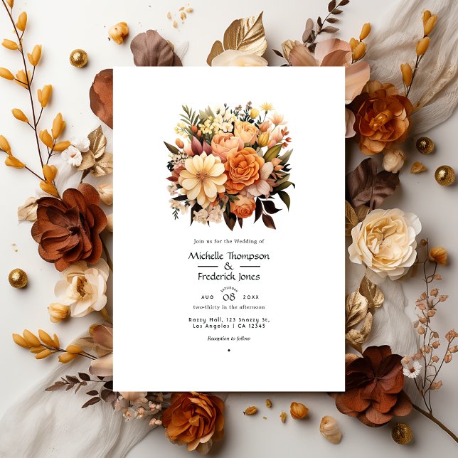 Brown Blend Floral Winter Wedding Invitation (Creator Uploaded)