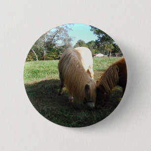 Brown Blonde," Miniature Horses"Two Little Ponies 6 Cm Round Badge