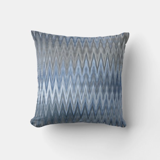 Brown/Blue 2 Colours 2 Sides - Trendy Wavy Pattern Cushion (Front)