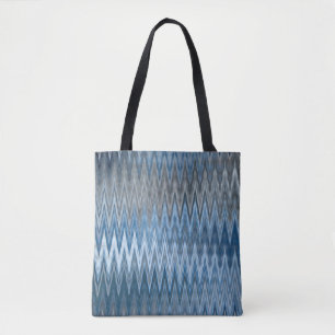 Brown/Blue 2 Colours 2 Sides - Trendy Wavy Pattern Tote Bag