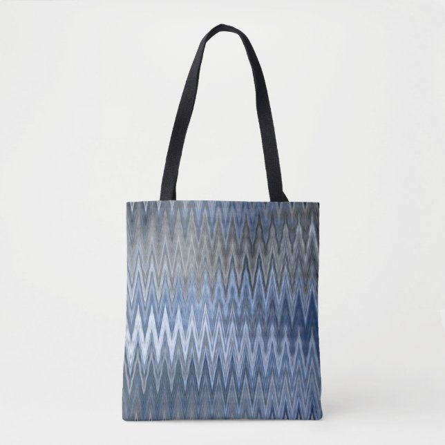 Brown/Blue 2 Colours 2 Sides - Trendy Wavy Pattern Tote Bag (Front)