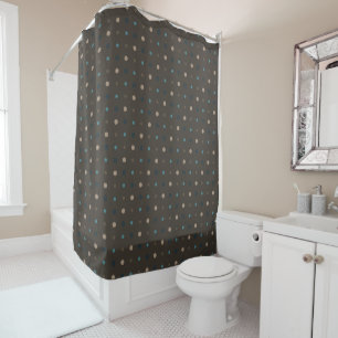 Brown, Blue and Beige Dots Shower Curtain