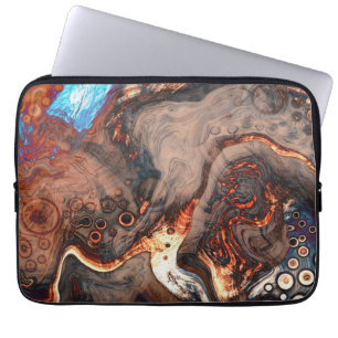 Brown, blue and Orange Modern Art Laptop Sleeve