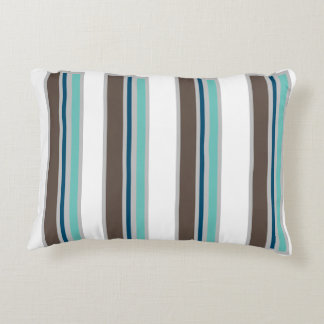 Brown, Blue and Teal Striped Decorative Accent Decorative Cushion