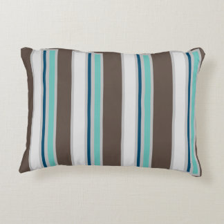 Brown, Blue and Teal Striped Decorative  Accent Pi Cushion