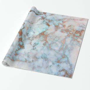Brown Blue And White Marble Wrapping Paper