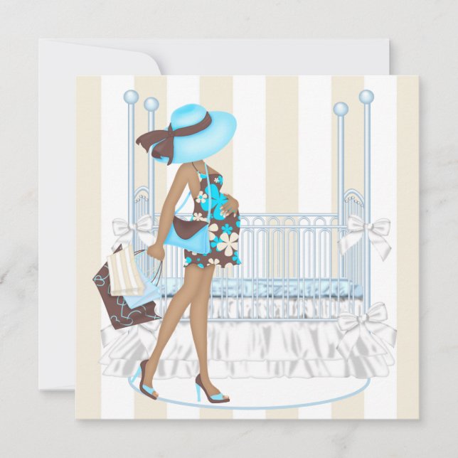 Brown Blue Baby Boy Shower Invitation (Front)