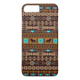 Brown Blue & Beige African Pattern & Lions Case-Mate iPhone Case