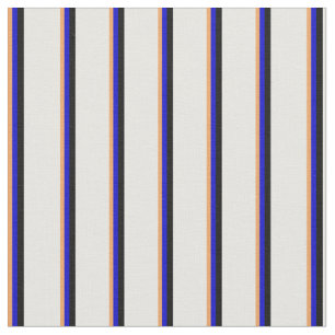 Brown, Blue, Black & White Lines Pattern Fabric