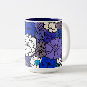 Brown & Blue Blooms Two-Tone Coffee Mug