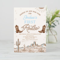 Brown Blue Cowboy Boots First Rodeo 1st Birthday