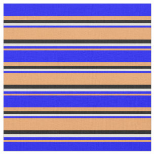 Brown, Blue, Light Yellow & Black Coloured Lines Fabric