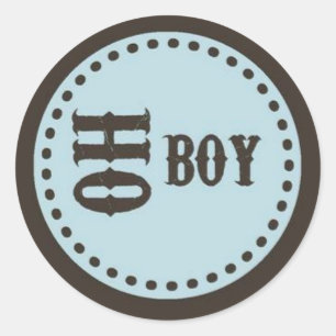 Brown & Blue Oh Boy Baby Shower Sticker