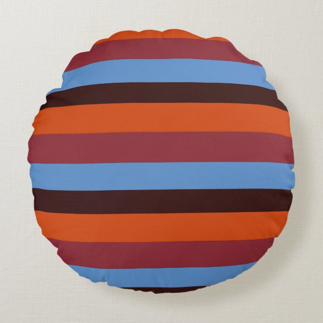 Brown, blue & Orange Stripes  Cushion (Front)