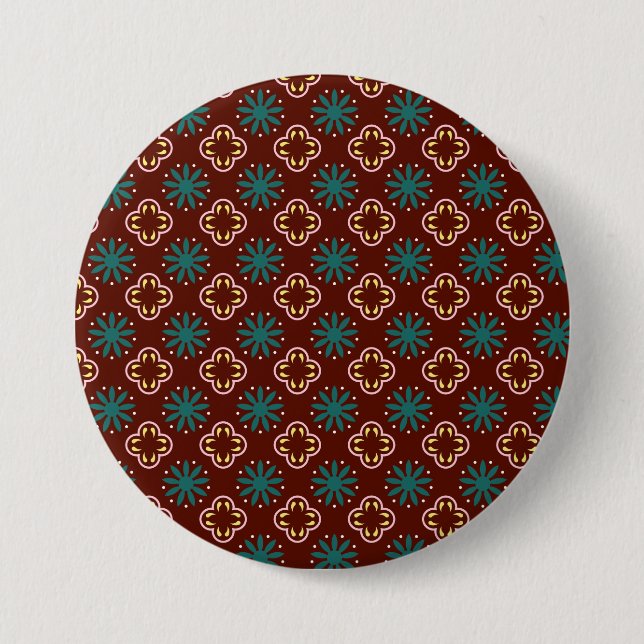 Brown Blue Pattern 7.5 Cm Round Badge (Front)