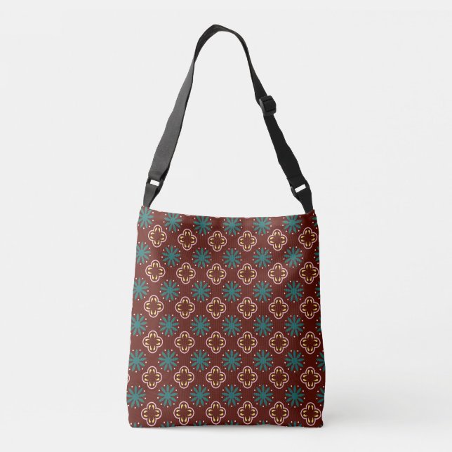 Brown Blue Pattern Crossbody Bag (Back)